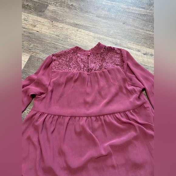 Torrid Women’s Chiffon over Lace Rose Pink top SZ 0/12/L - Picture 7 of 16